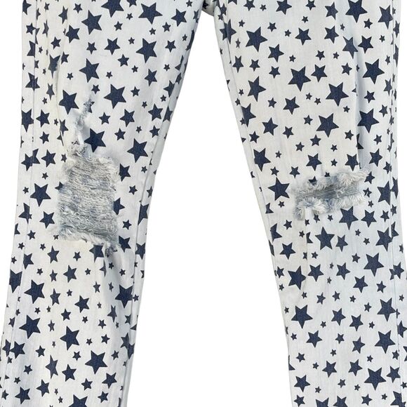 Hudson SZ 26 Krista Crop Jeans Stars Mid-Rise Distressed Stretch Frayed Hems - Picture 3 of 11